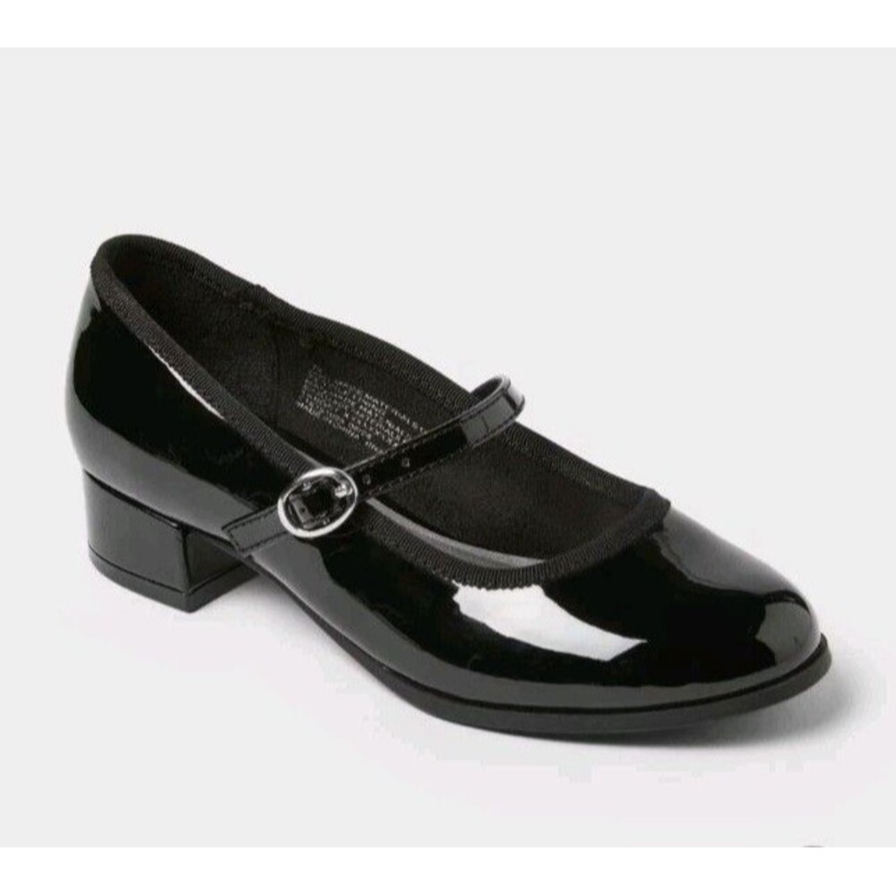 sold! Cat & Jack Avi Girls Black Faux Patent Mary Jane Platform Heels Dress Shoe